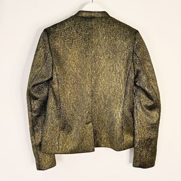Maison Scotch Metallic Gold Collarless Blazer - Picture 4 of 6